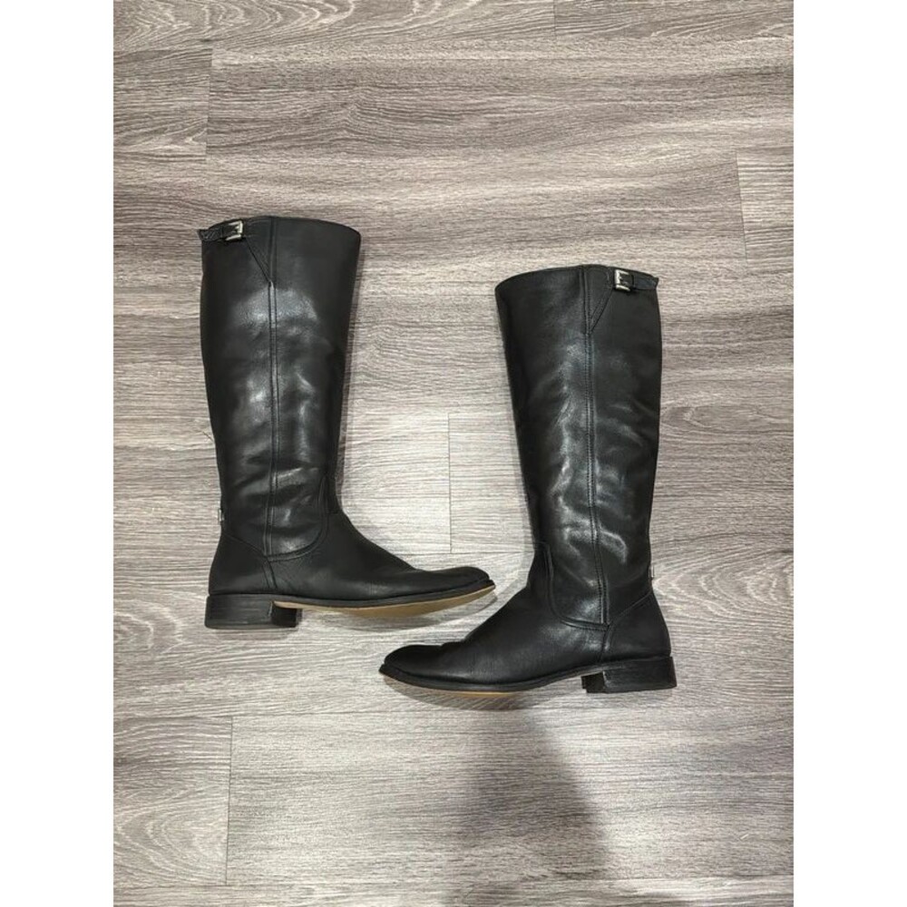 Coach Black  Mirriam knee-high riding tall boots with silver buckle size 8.5